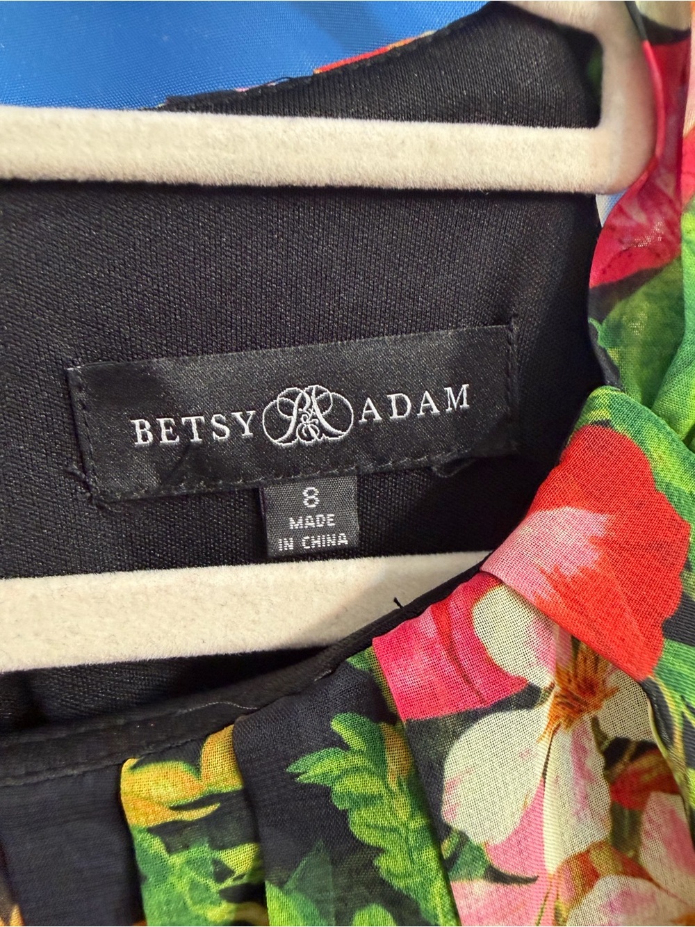 NWT Betsy & Adam Women’s Floral Print Ruffle Long Dress Size 8 - Picture 4 of 9